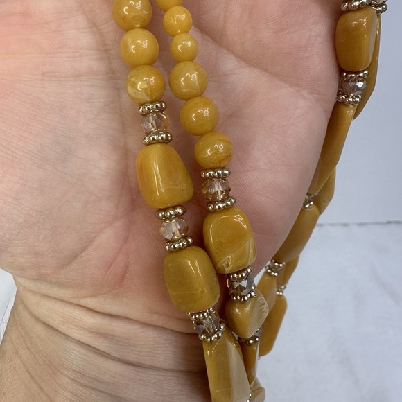 Cato 1946 Stone Style Beaded Multistrand Necklace Chunky Layered Mustard Yellow - Picture 7 of 10